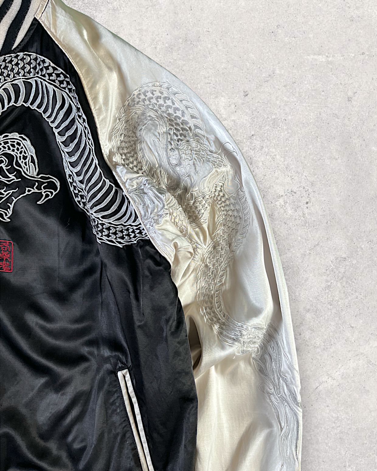 [XL] Dragon and flower reversible jacket | Vintage jacket