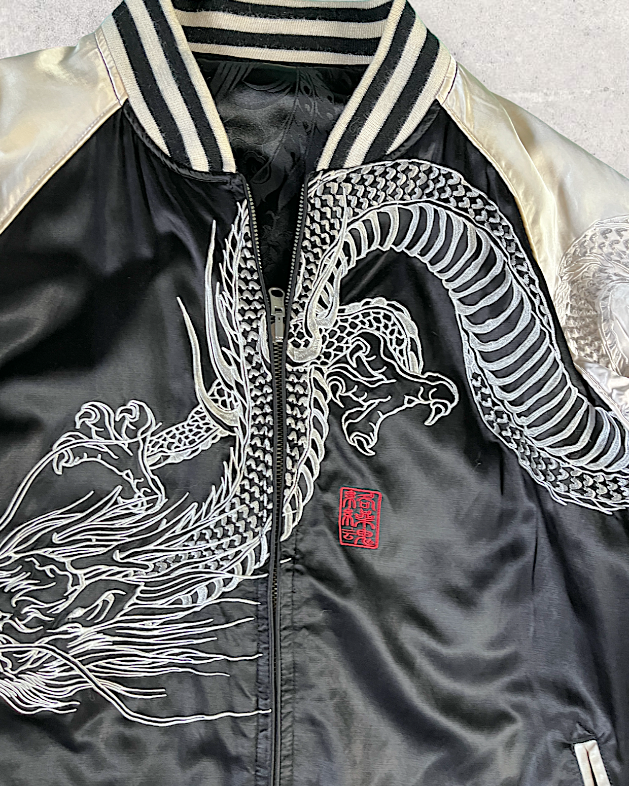 [XL] Dragon and flower reversible jacket | Vintage jacket
