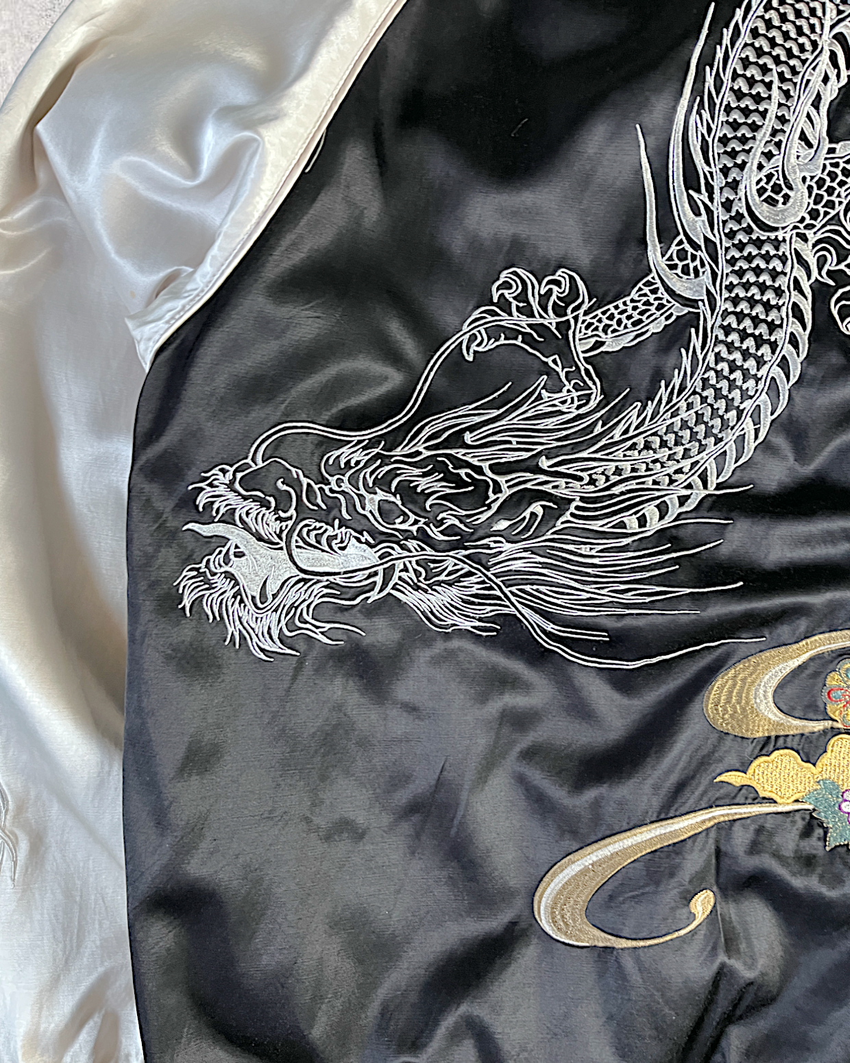 [XL] Dragon and flower reversible jacket | Vintage jacket