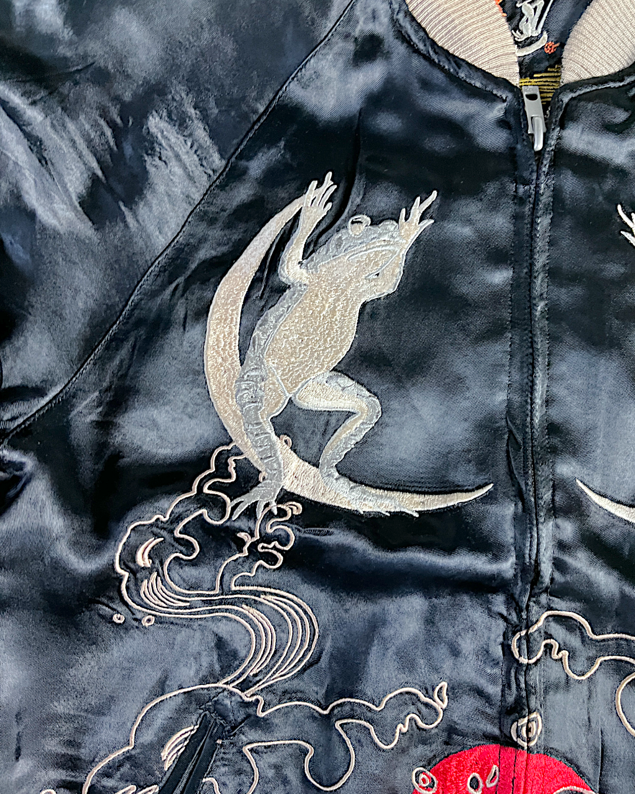 [M] Super Rare sanmaruichi ◆Frog reversible sukajan/M/rayon/BLK | Vintage jacket