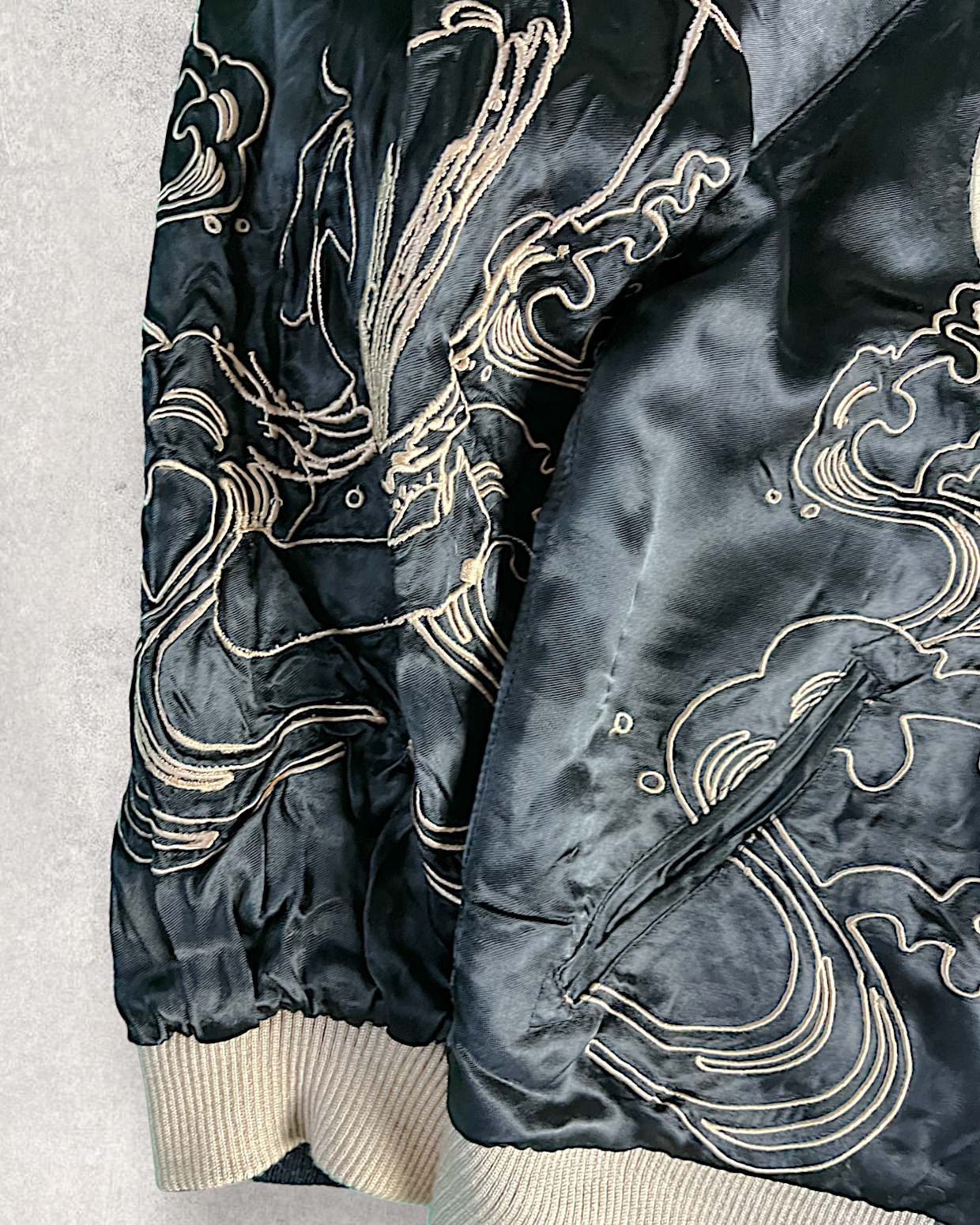 [M] Super Rare sanmaruichi ◆Frog reversible sukajan/M/rayon/BLK | Vintage jacket