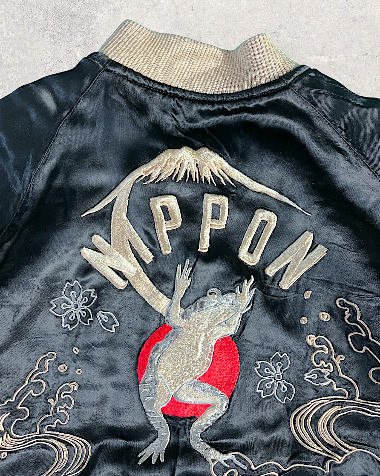 [M] Super Rare sanmaruichi ◆Frog reversible sukajan/M/rayon/BLK | Vintage jacket