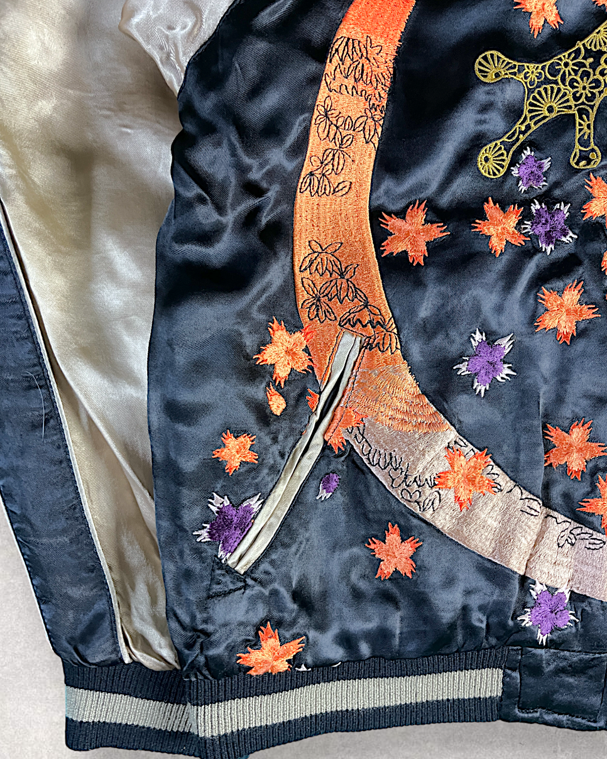 [M] Super Rare sanmaruichi ◆Frog reversible sukajan/M/rayon/BLK | Vintage jacket