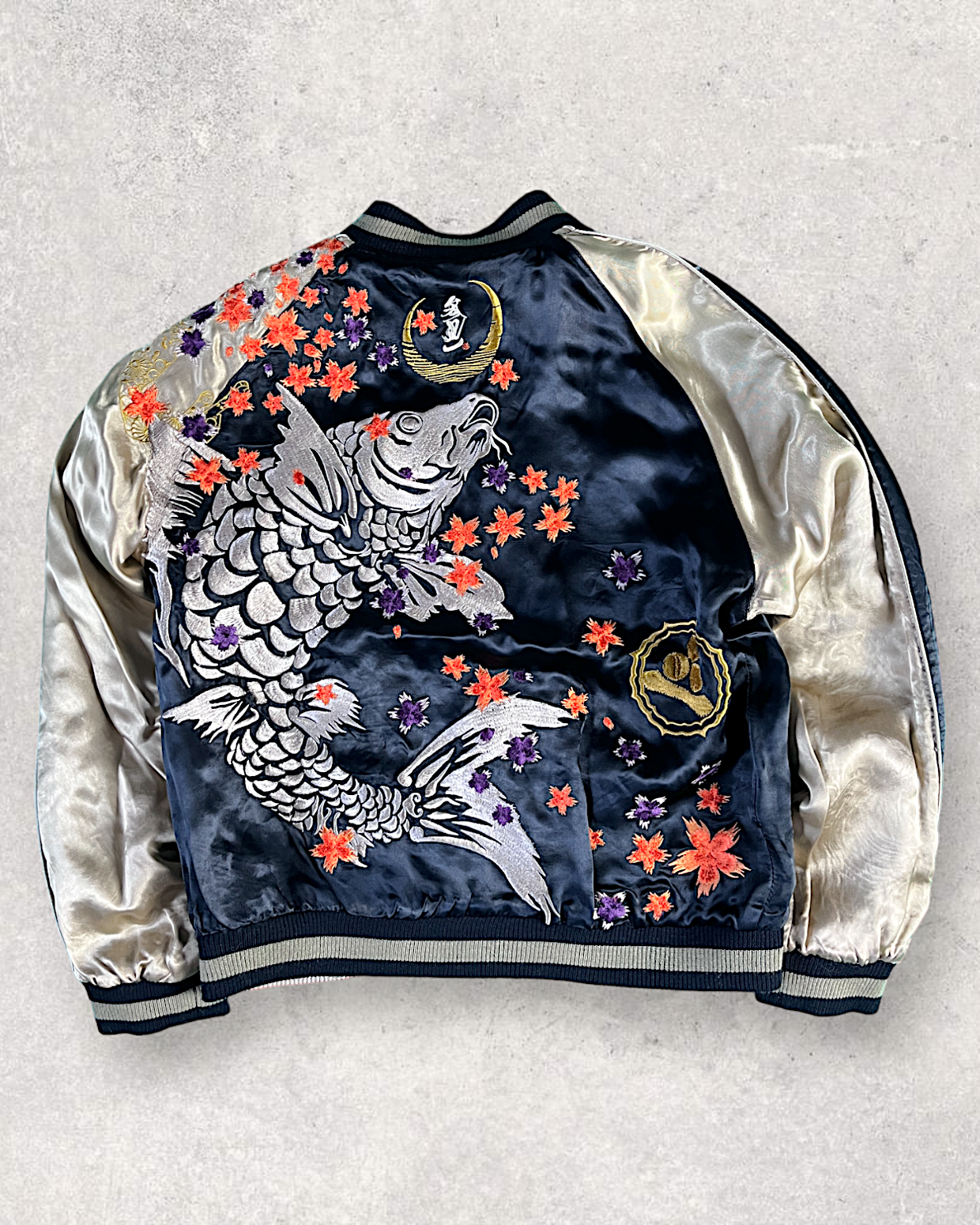 [M] Super Rare sanmaruichi ◆Frog reversible sukajan/M/rayon/BLK | Vintage jacket