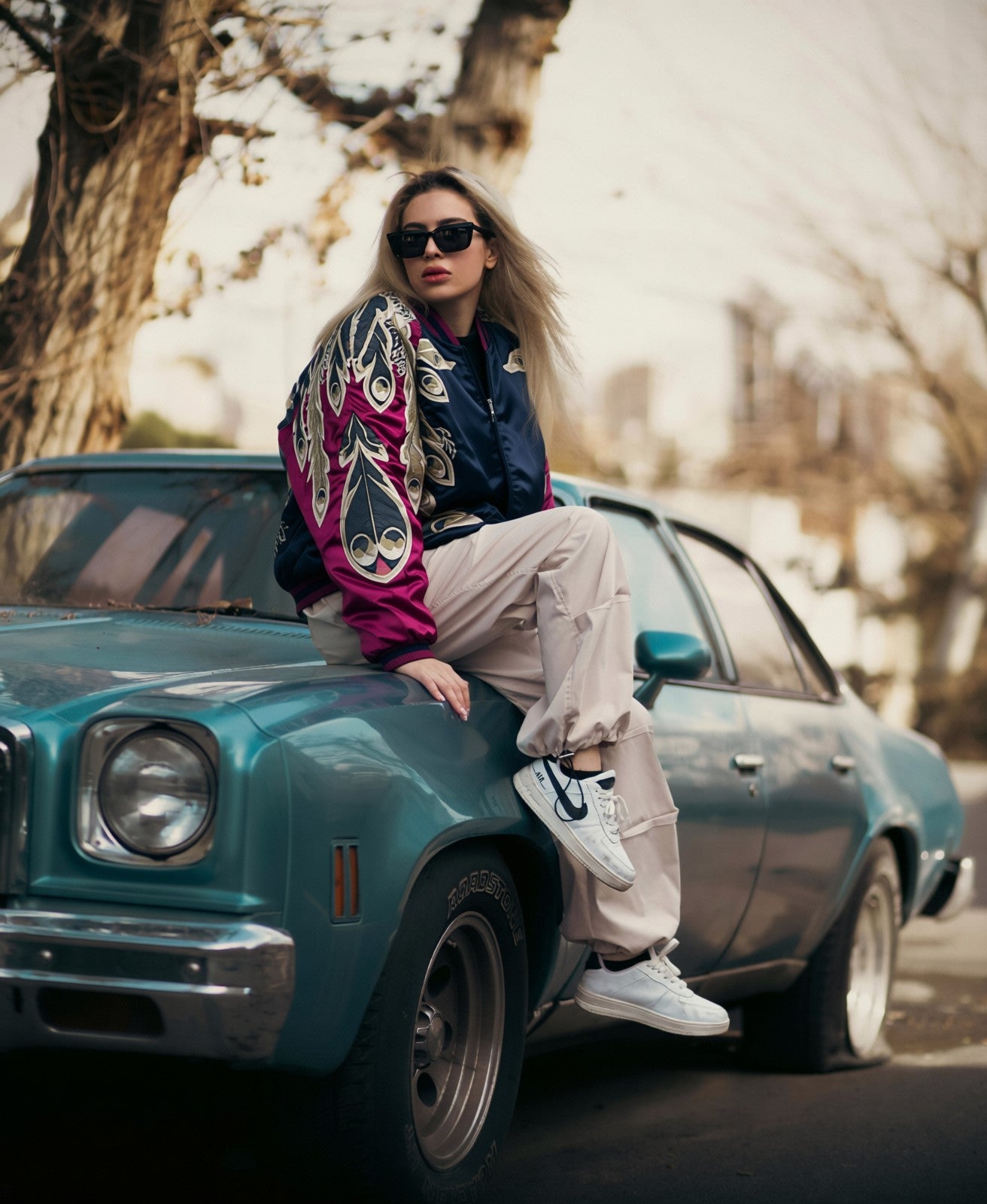 【XXL】Vintage Reversible Sukajan Jacket – Phoenix & Peacock-Inspired Embroidery Souvenir Jacket