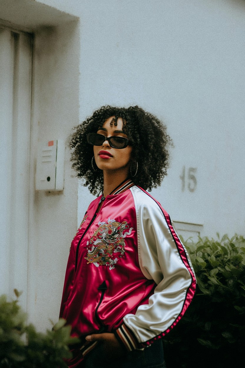 【L】 Rare Reversible Velour Sukajan – SHUTENDOJI “King of Ogre” & RYUUTARO Dragon Tattoo Jacket