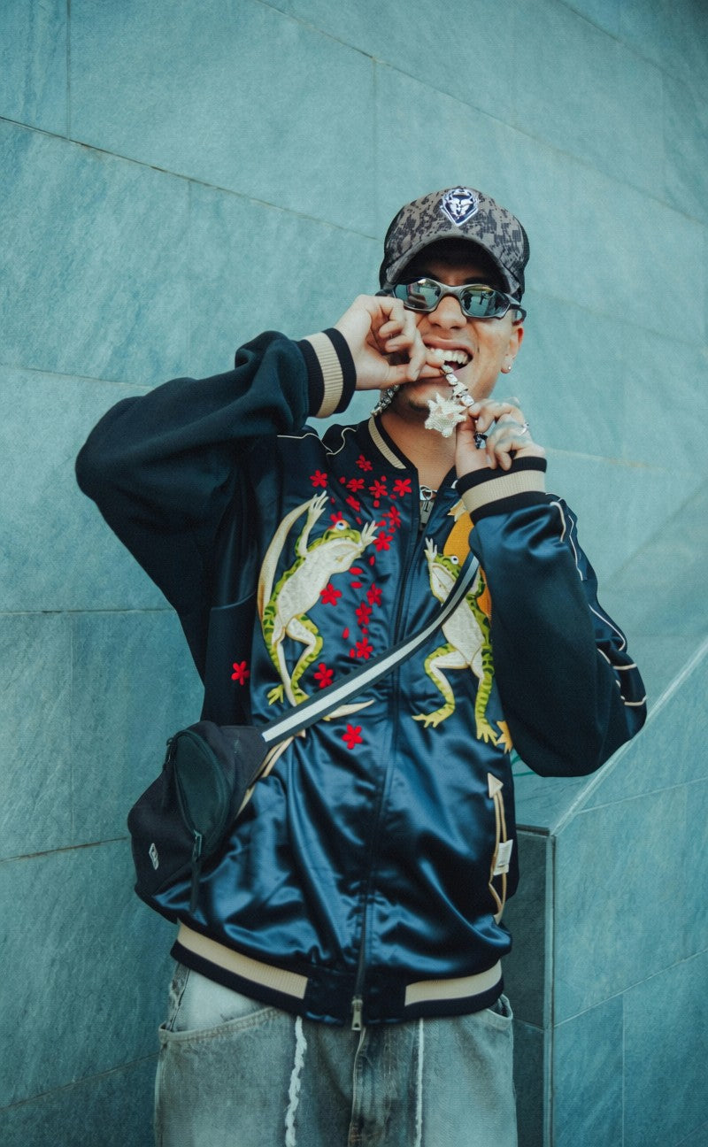 ジャケット・アウター Babyl Exclusive Sukajan XL XXL】Rare Oversized Sukajan Jacket – Frogs, Moon & Maple Leaves