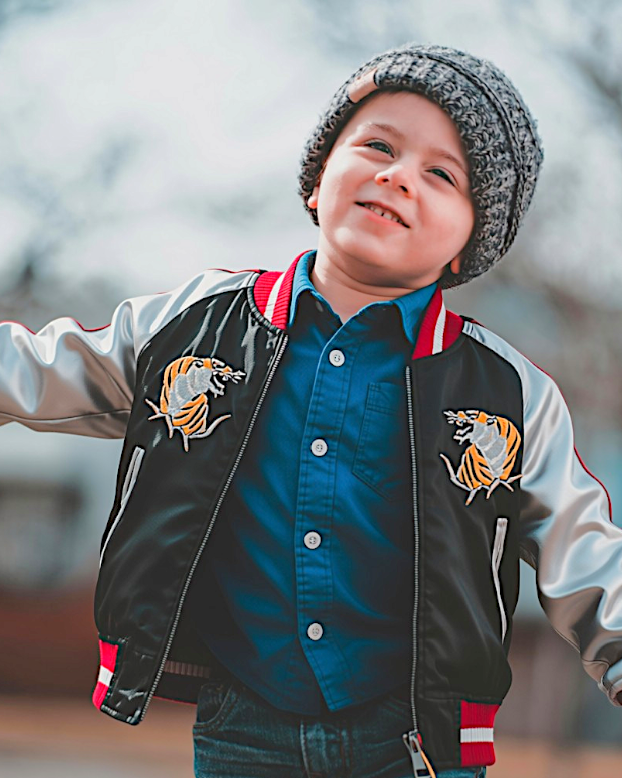 Kids Reversible Sukajan Jacket – Tiger Embroidery Japan Souvenir Jacket