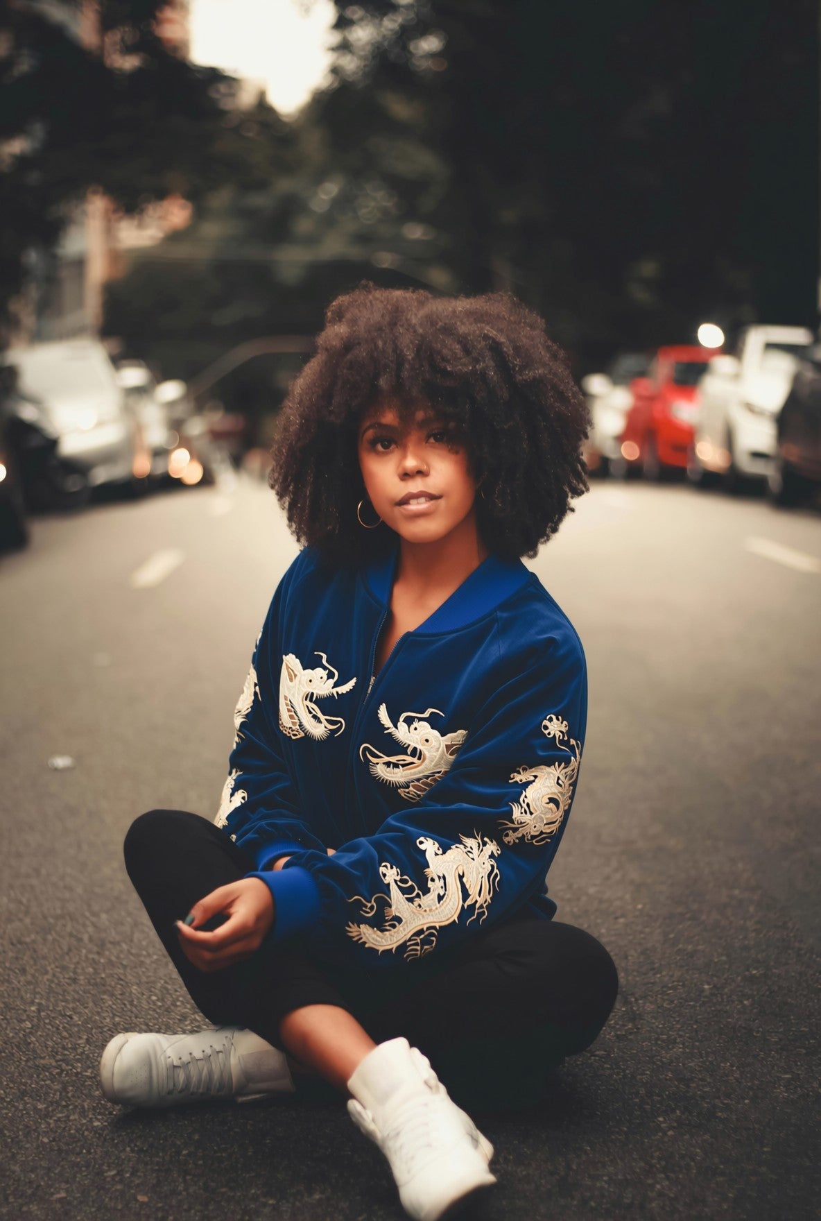 【M or S】Japan Yokosuka Velvet Sukajan Jacket – Dragon Embroidery Souvenir Jacket Navy