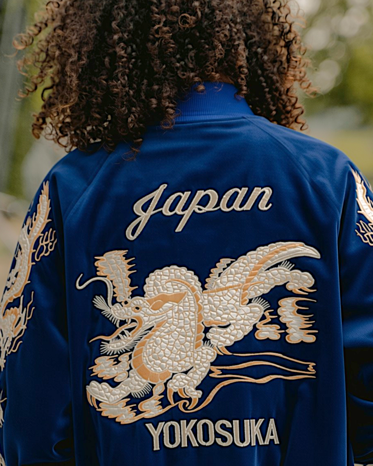 【M or S】Japan Yokosuka Velvet Sukajan Jacket – Dragon Embroidery Souvenir Jacket Navy
