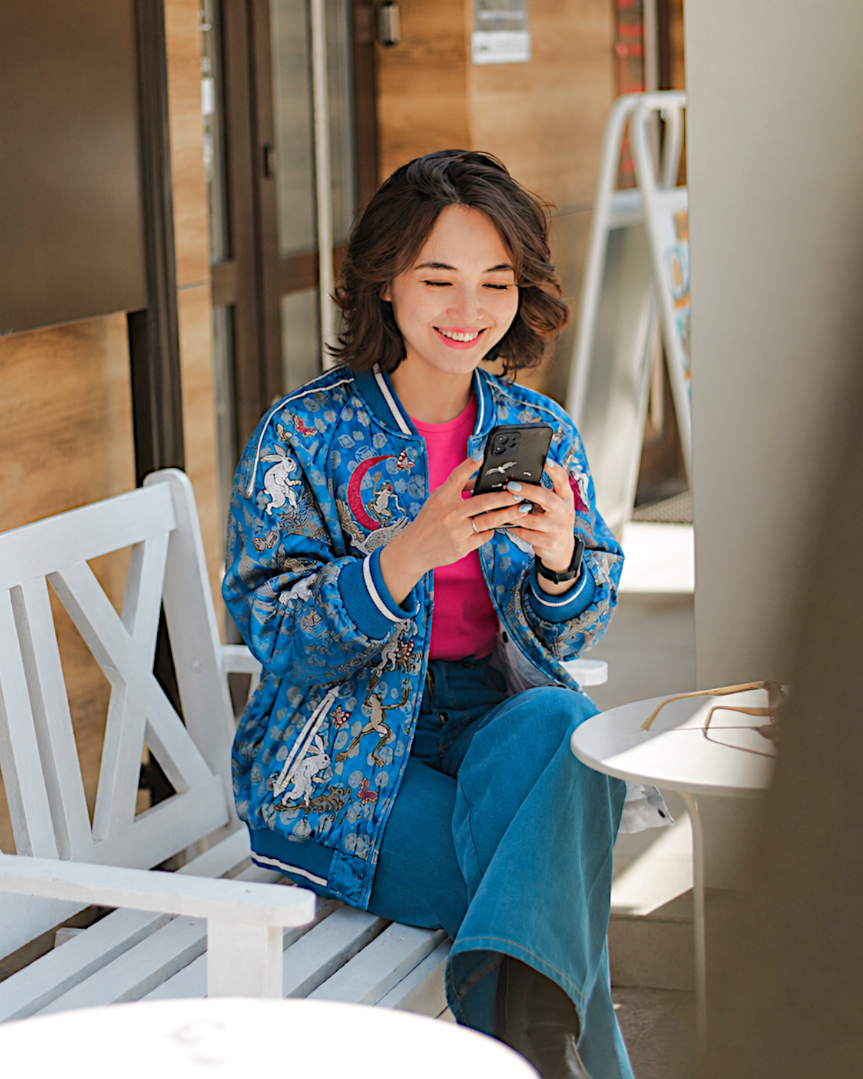 [XL ]Rare Reversible Sukajan by MIYABI MUSUBI – Embroidered with Dragon, Sakura, Phoenix & More