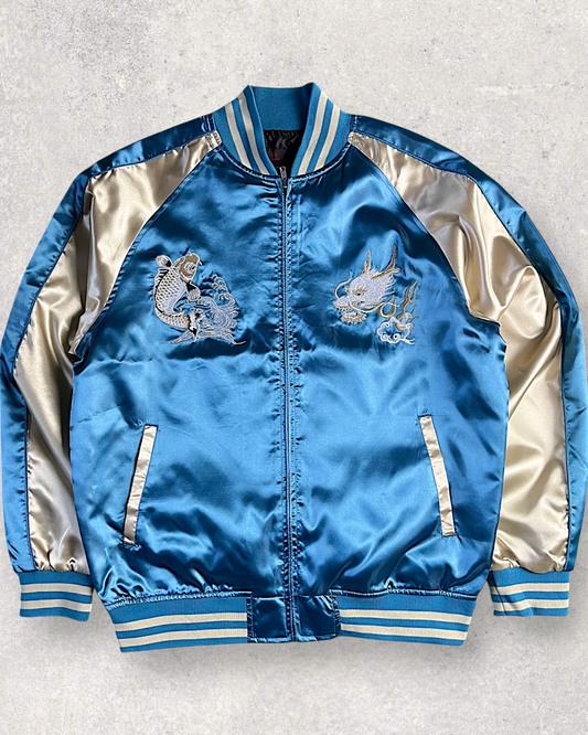 [XL] Wear Japanese Tradition – Dragon Koi Embroidered Sukajan Jacket
