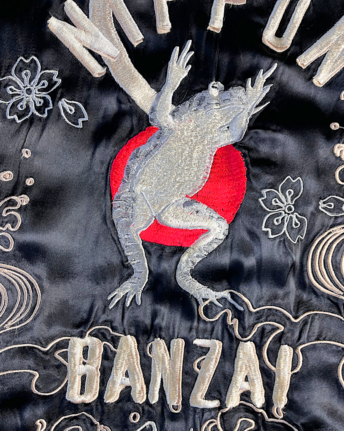 [M] Rare Vintage Sanmaruichi Sukajan Jacket – Reversible Frog  Koi Embroidery