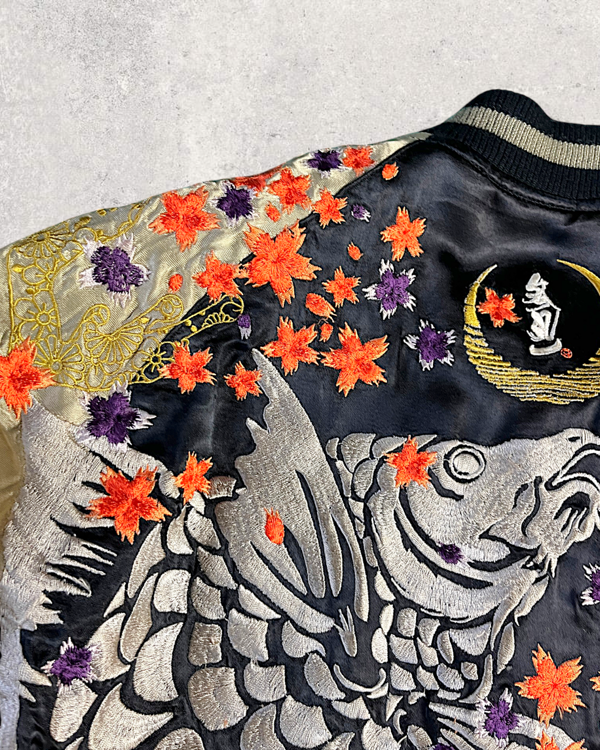 [M] Rare Vintage Sanmaruichi Sukajan Jacket – Reversible Frog  Koi Embroidery
