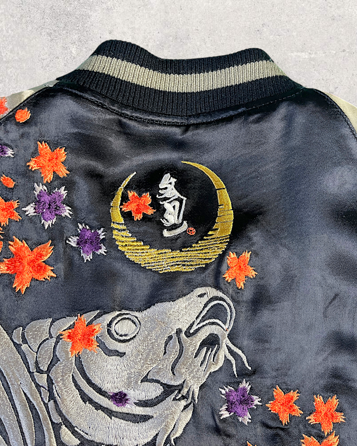 [M] Rare Vintage Sanmaruichi Sukajan Jacket – Reversible Frog  Koi Embroidery