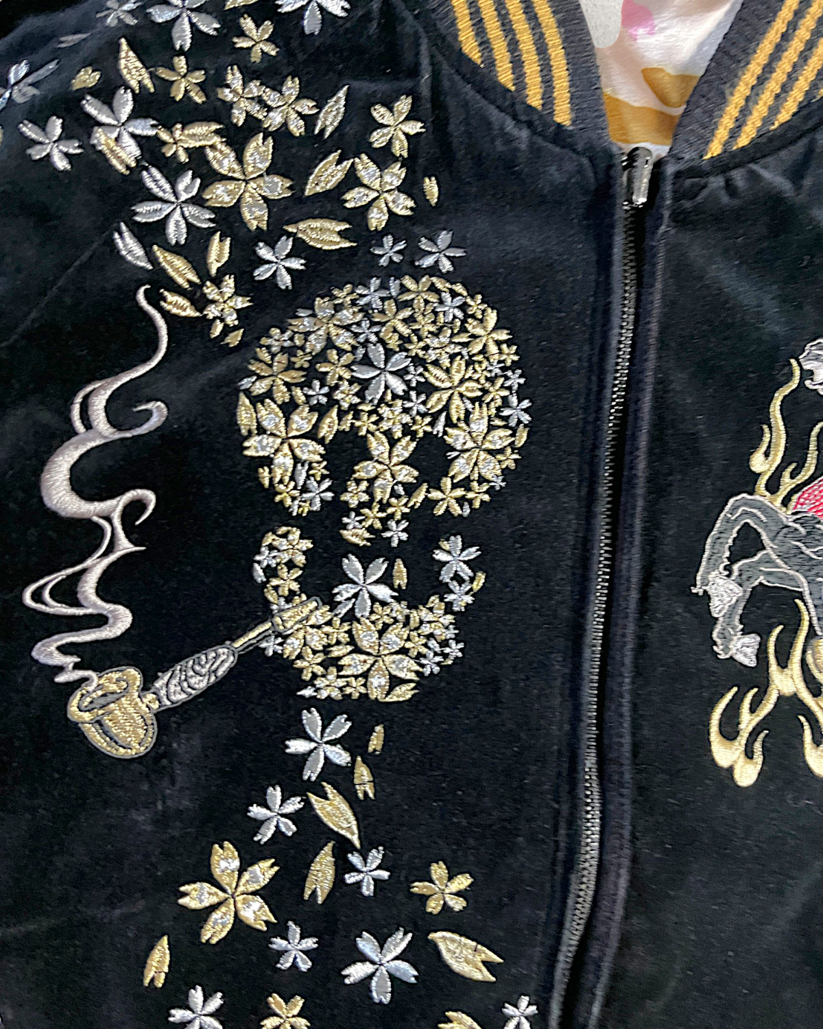 [L] Vintage Reversible Sukajan Jacket – Twin Tigers & Samurai Embroidery