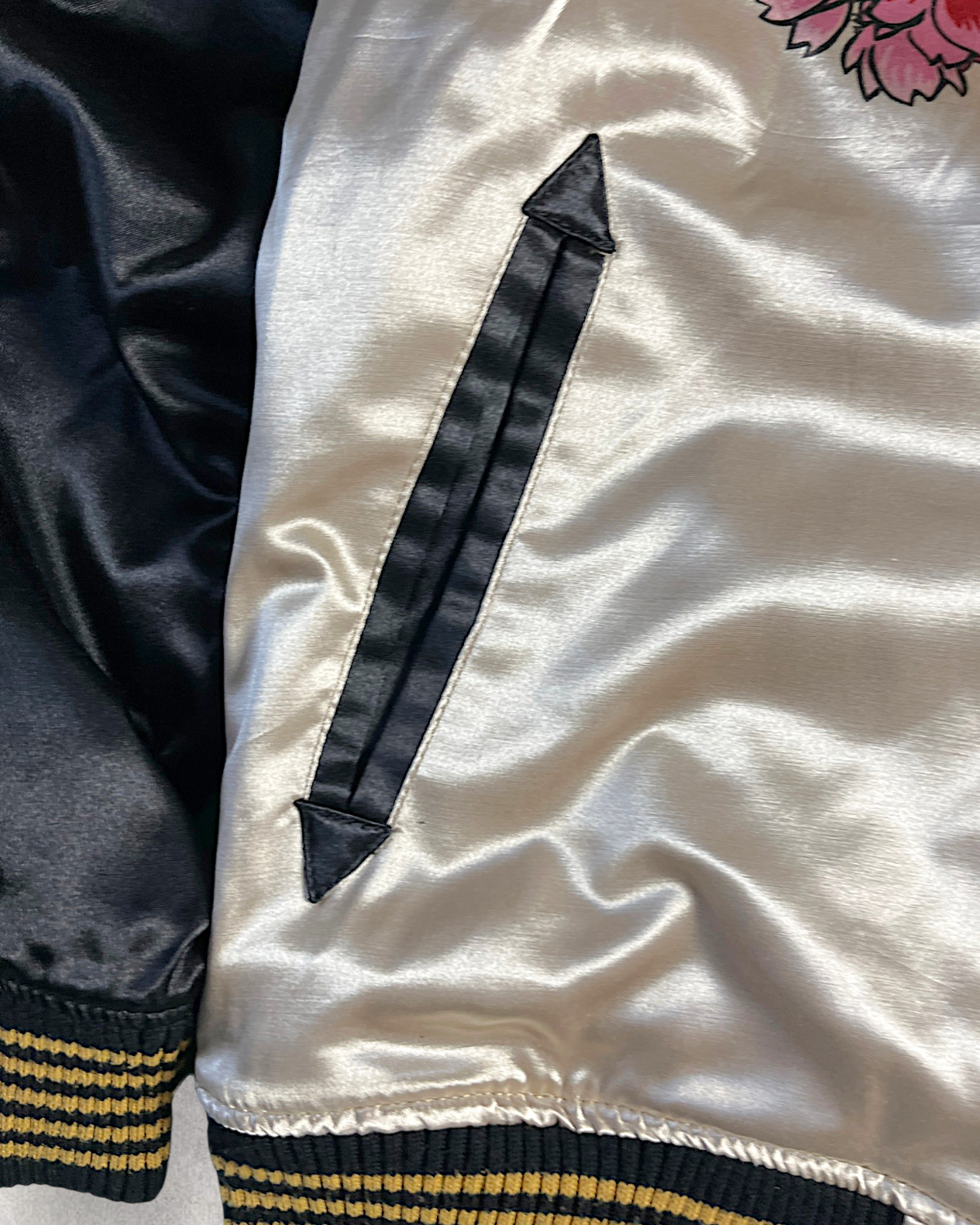 [L] Vintage Reversible Sukajan Jacket – Twin Tigers & Samurai Embroidery