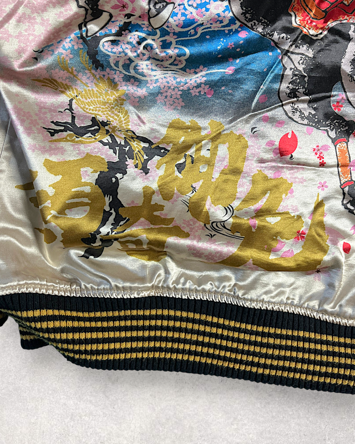 [L] Vintage Reversible Sukajan Jacket – Twin Tigers & Samurai Embroidery
