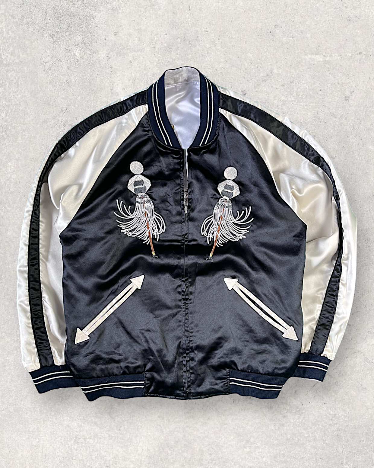 [L] 【One-of-a-Kind】COMME CA Reversible Sukajan – Edo Firefighter Embroidery | Size L Vintage Jacket