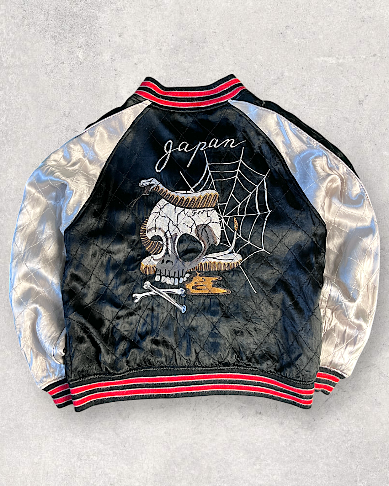 [L] Skull Pink Reversible Sukajan Houston | Vintage