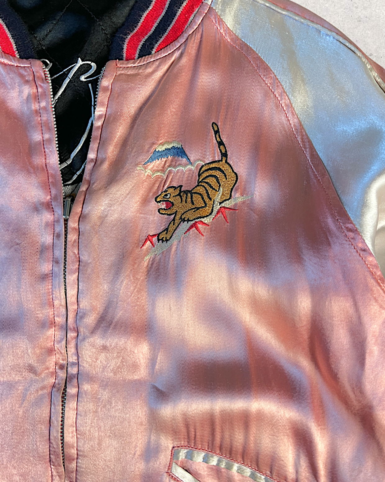 [L] Skull Pink Reversible Sukajan Houston | Vintage