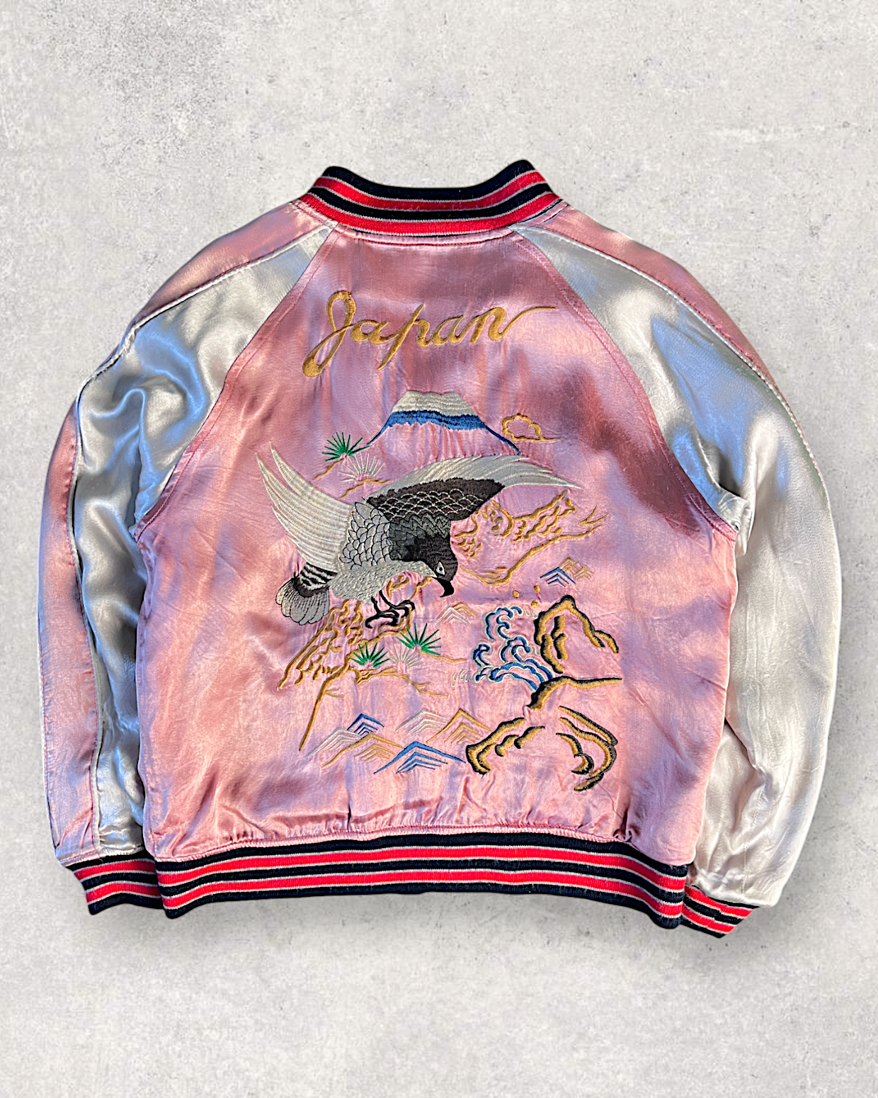 [L] Skull Pink Reversible Sukajan Houston | Vintage