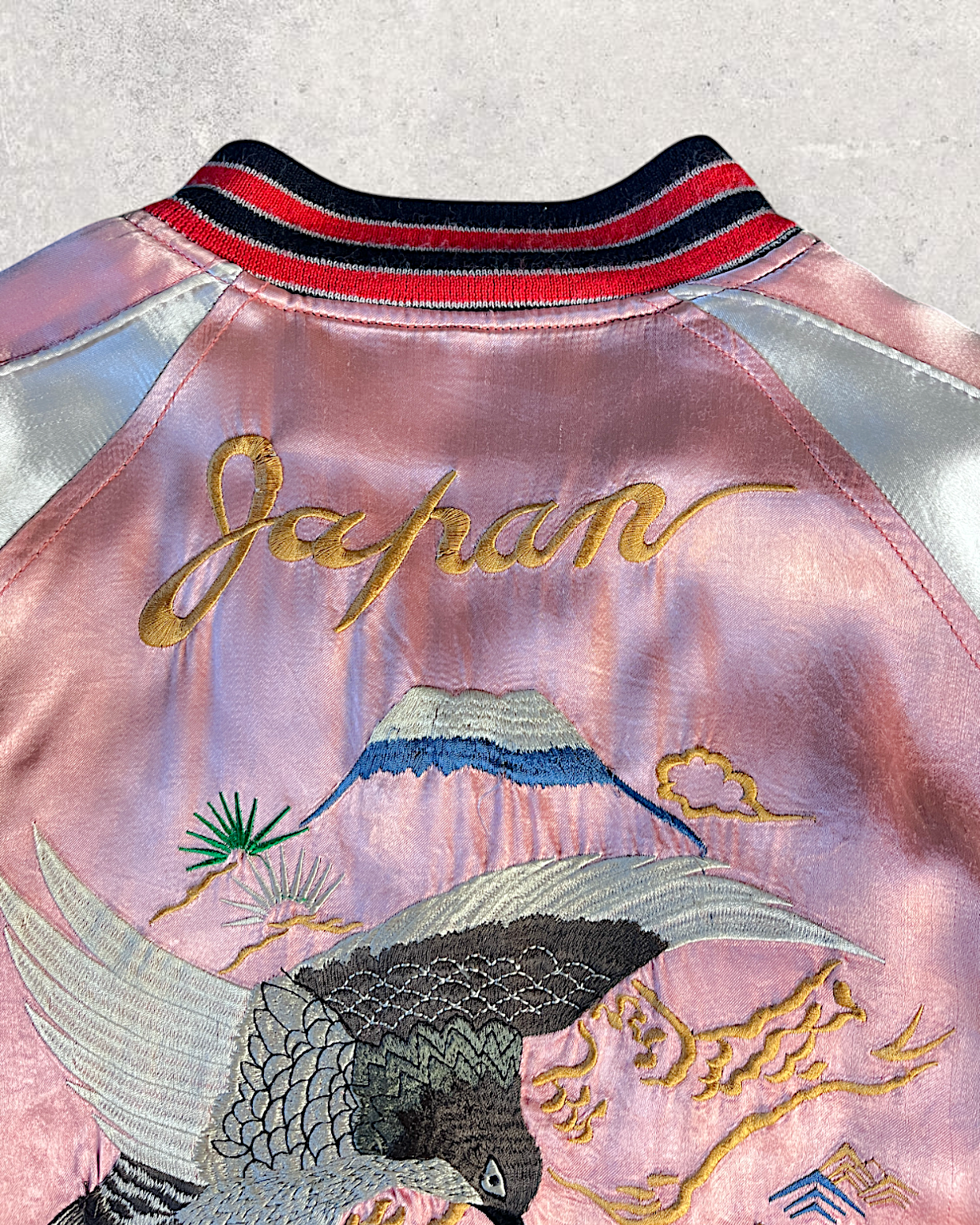 [L] Skull Pink Reversible Sukajan Houston | Vintage
