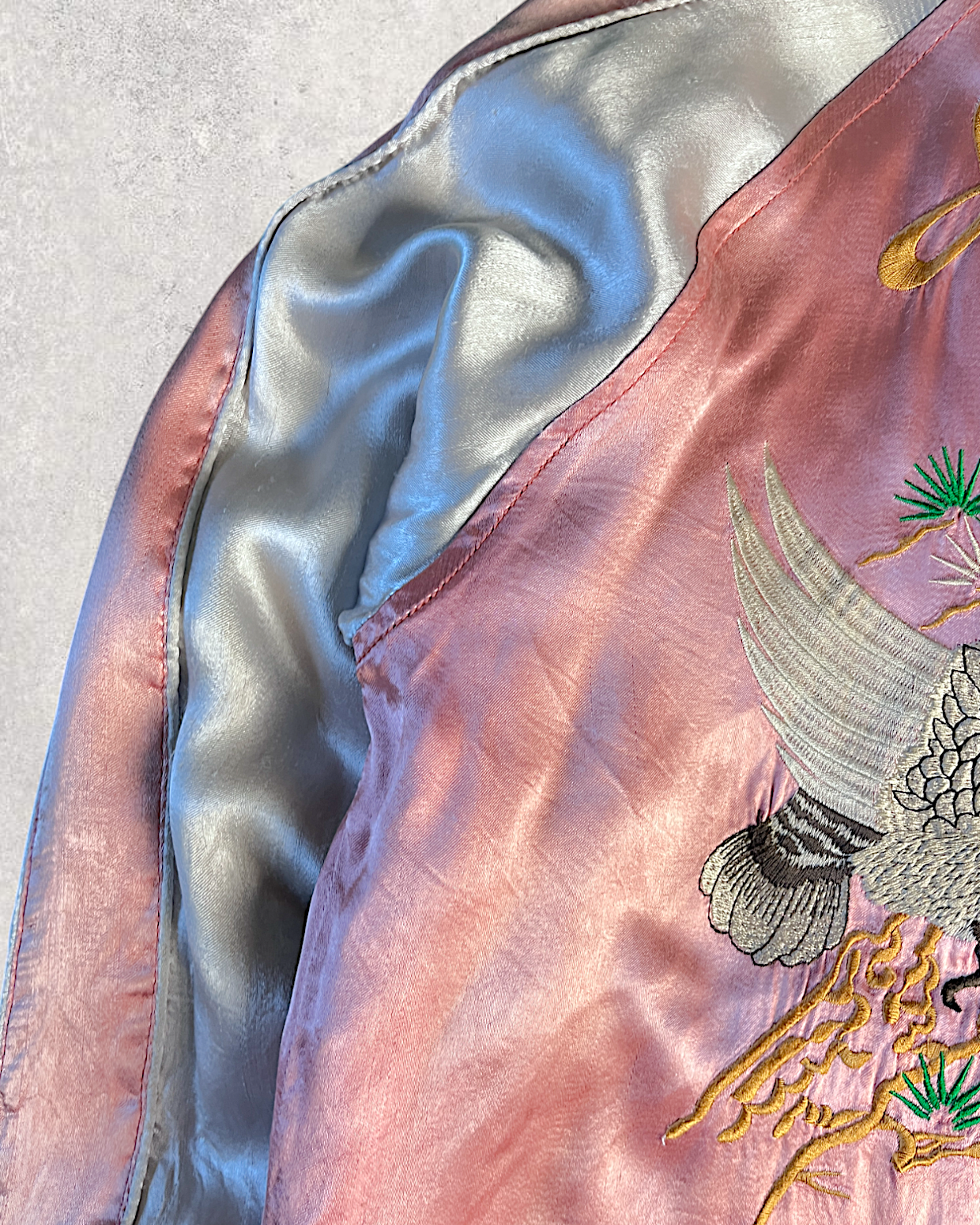 [L] Skull Pink Reversible Sukajan Houston | Vintage