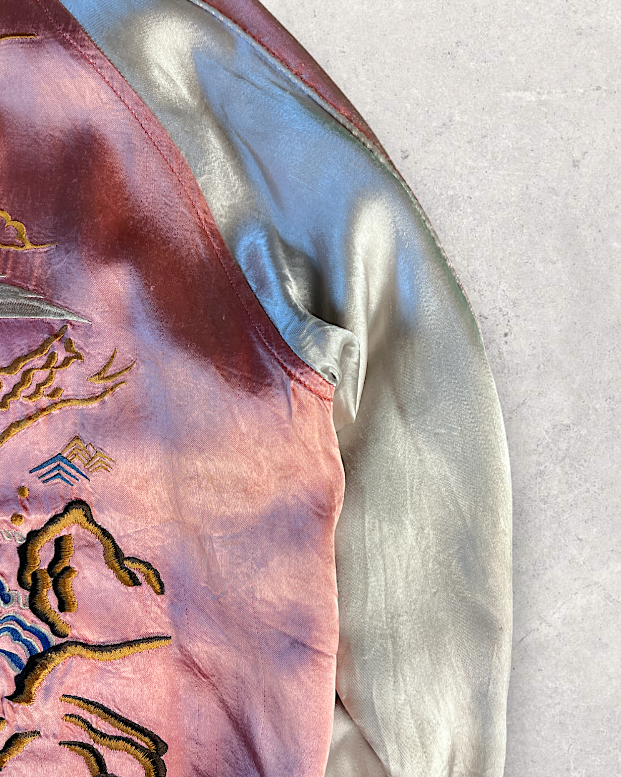 [L] Skull Pink Reversible Sukajan Houston | Vintage