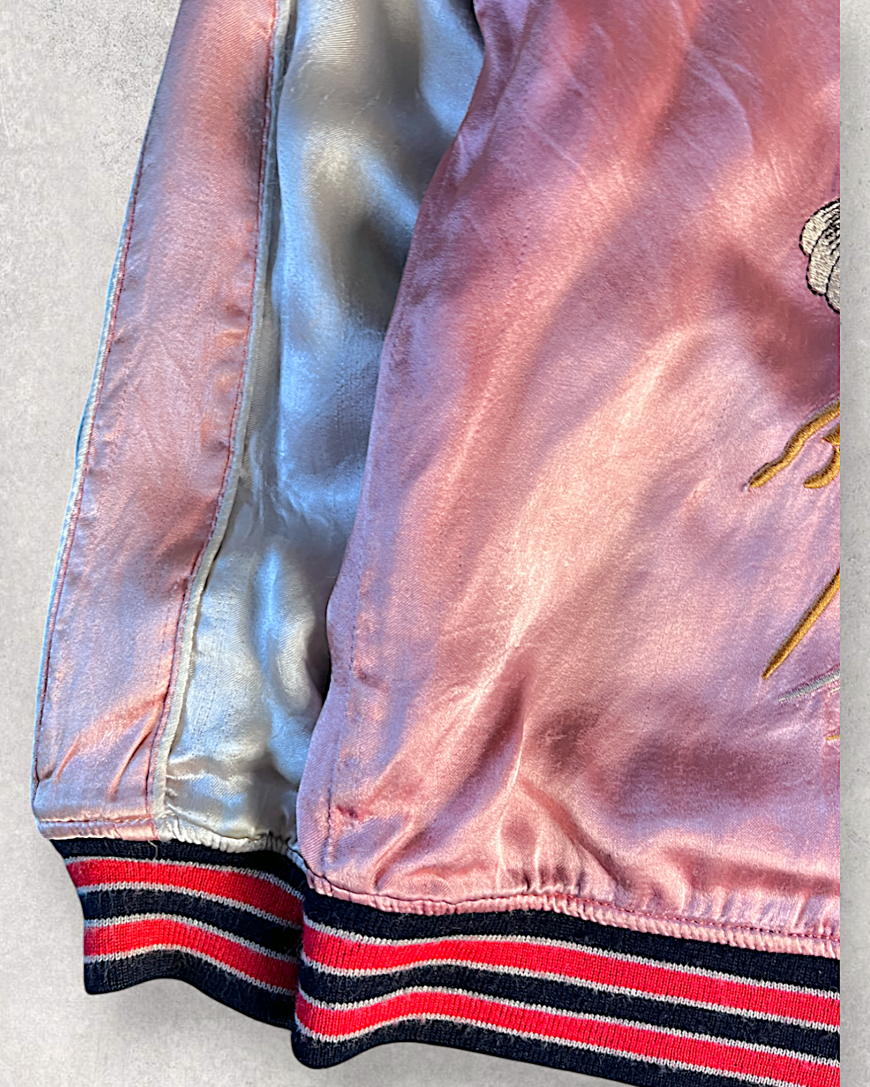 [L] Skull Pink Reversible Sukajan Houston | Vintage