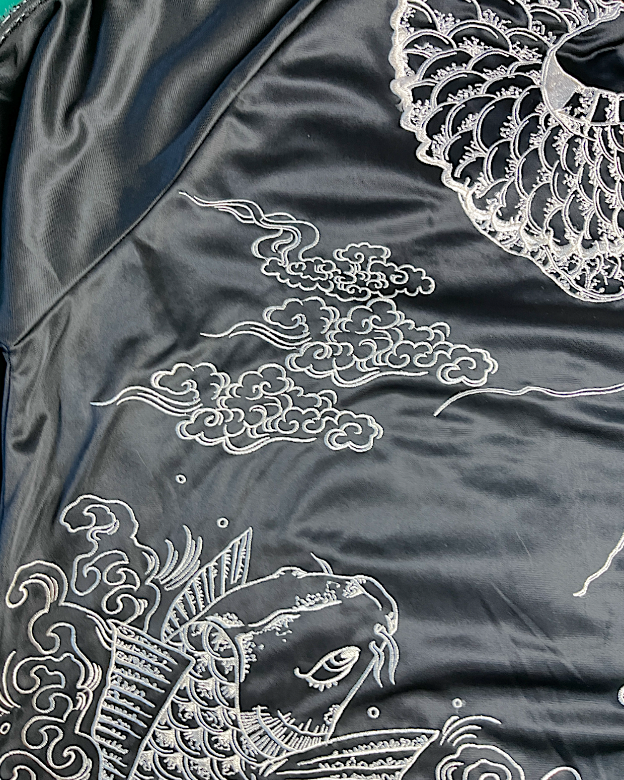 [L] Rare Dragon & Koi Track jacket - Exquisite Japanese Embroidery| Vintage