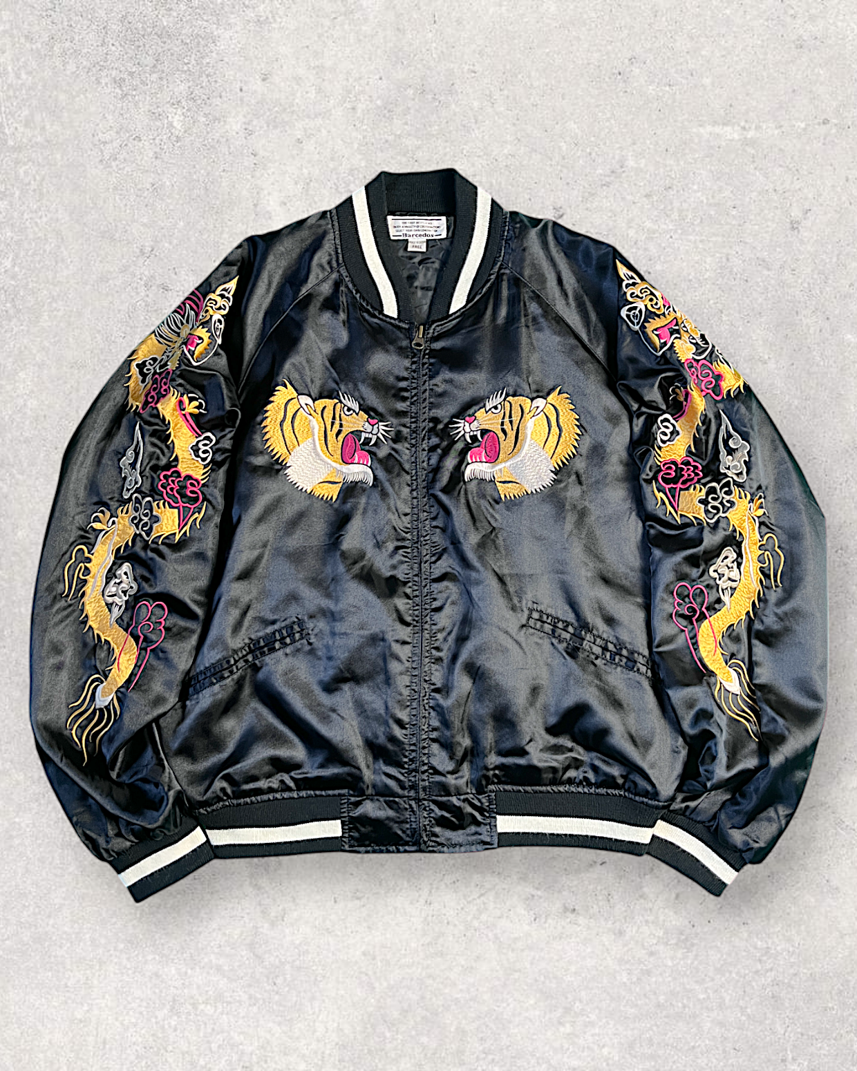 [L] Japanese Dragon & Tiger Sukajan - Powerful Embroidery　| Vintage