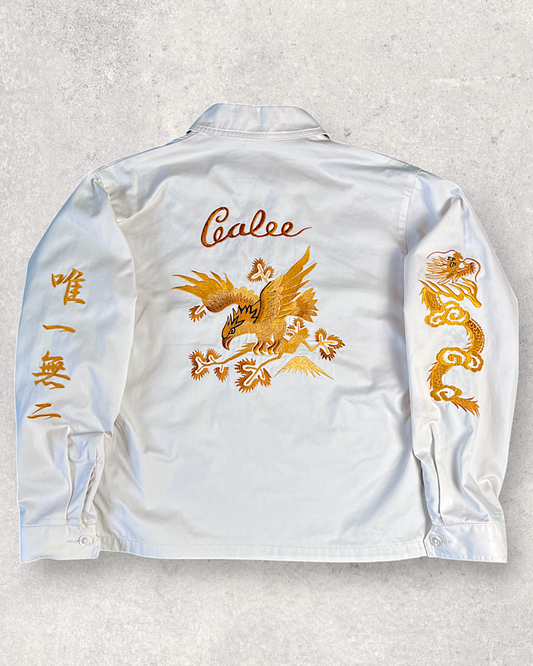 [M]【Rare Vintage】White Tiger & Dragon Embroidered Sukajan - One of a Kind Japanese Style Jacket