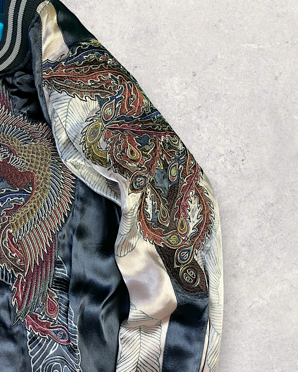 [L]【Luxurious Embroidered Sukajan】Dragon & Cherry Blossom / Phoenix - Musubi Japan Reversible