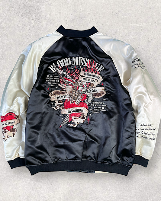 [XL] 【Reversible Sukajan】BLOOD MESSAGE Heart Eagle Skull Embroidery Japanese Style