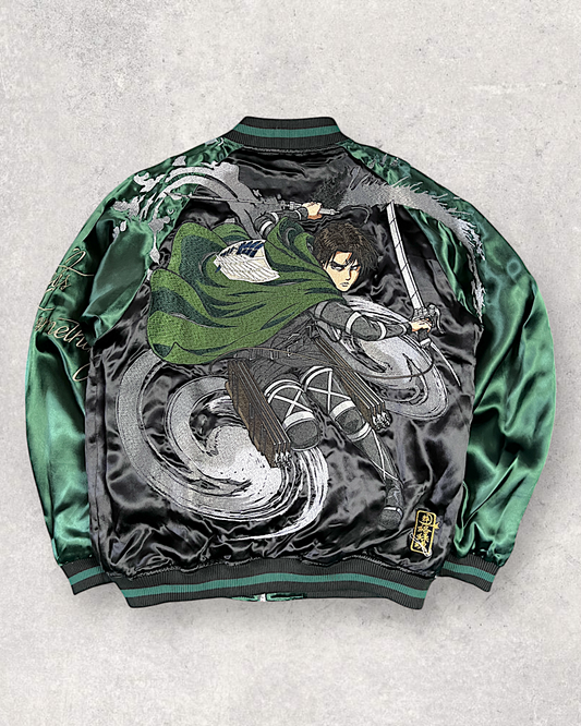 [XL / Brand New] Attack on Titan Levi Ackerman Embroidered Reversible Sukajan | Scout Regiment Crest | Ultra-Rare One-of-a-Kind Jacket