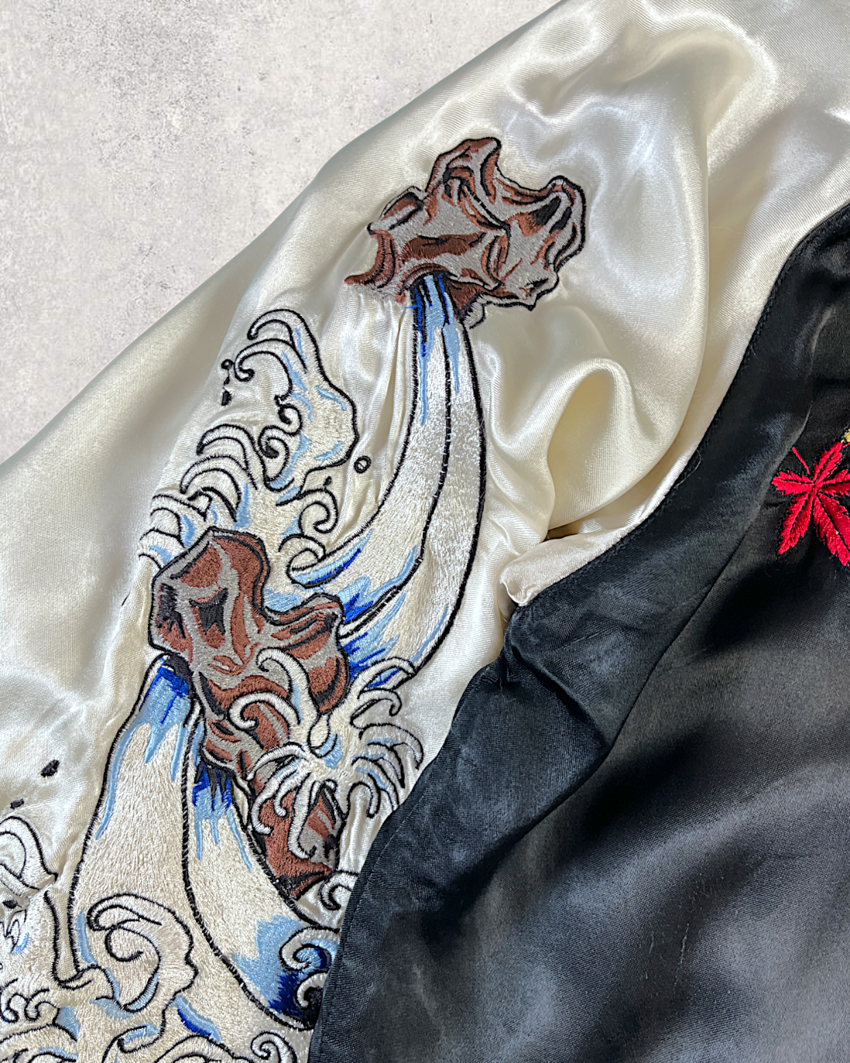 [XL] Japanese Vintage Sukajan with Climbing Koi Embroidery | Reversible Souvenir Jacket | One-of-a-Kind