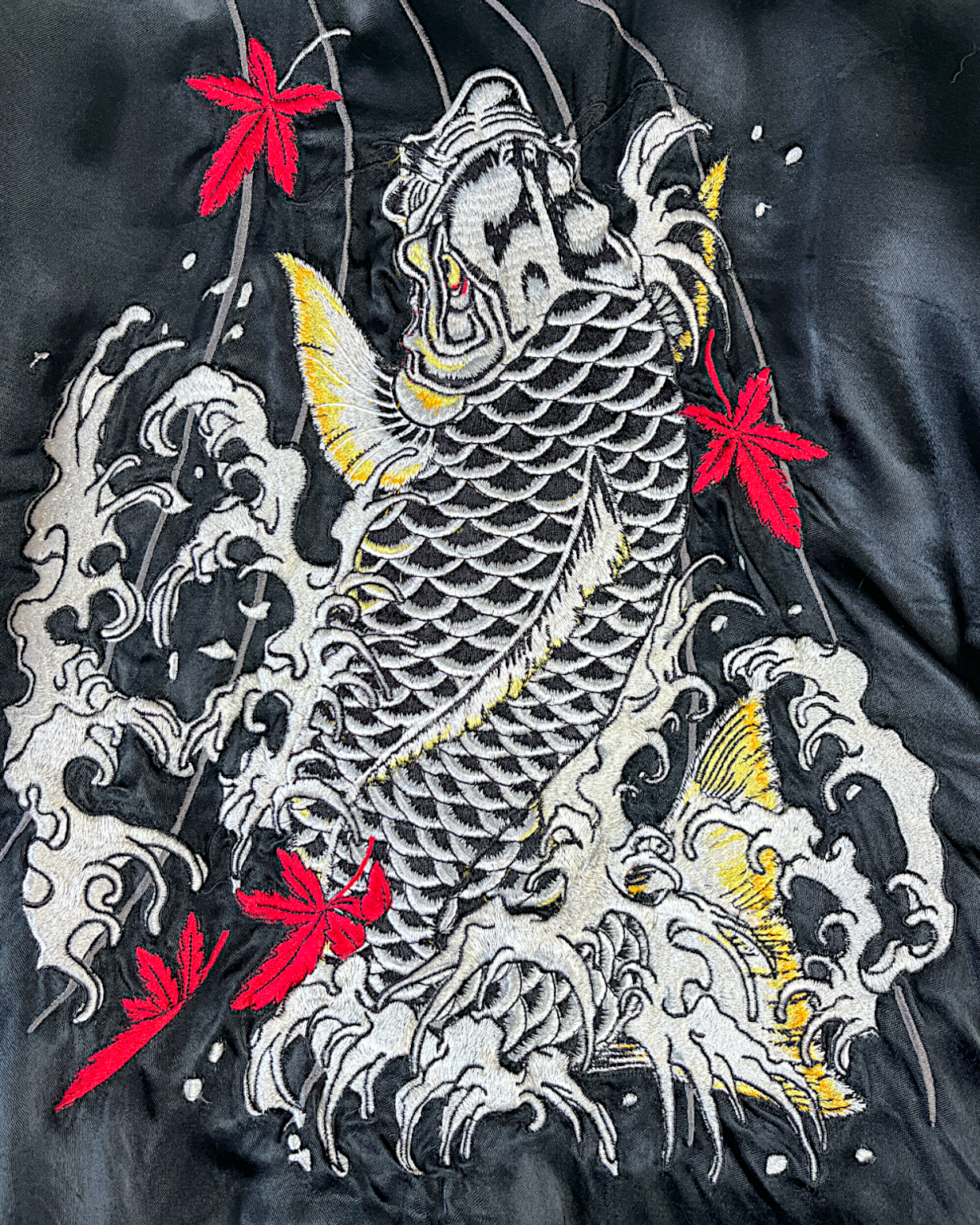 [XL] Japanese Vintage Sukajan with Climbing Koi Embroidery | Reversible Souvenir Jacket | One-of-a-Kind