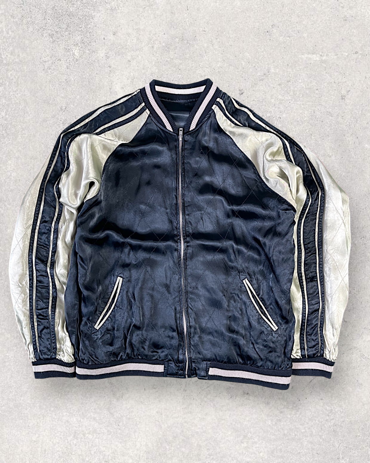 [XL] Japanese Vintage Sukajan with Climbing Koi Embroidery | Reversible Souvenir Jacket | One-of-a-Kind