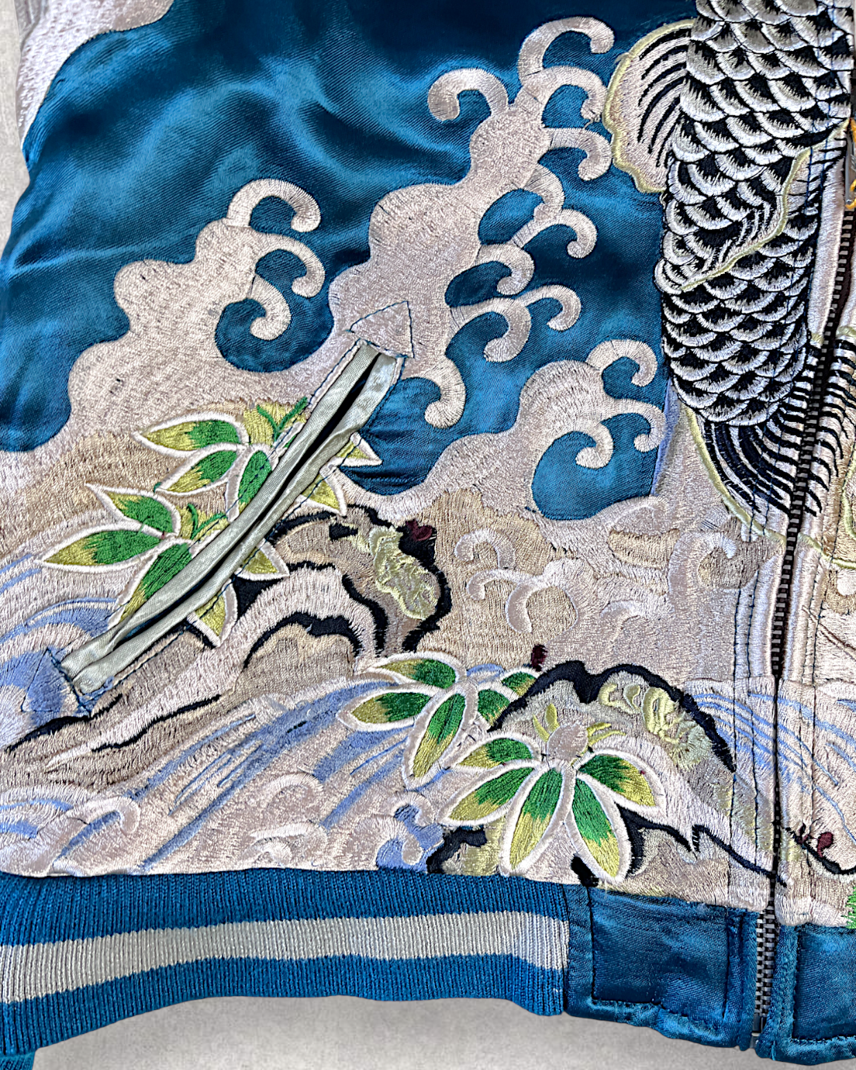[S/ Reversible] Vintage Sukajan Jacket – Climbing Koi Embroidery | Unique Japanese Streetwear