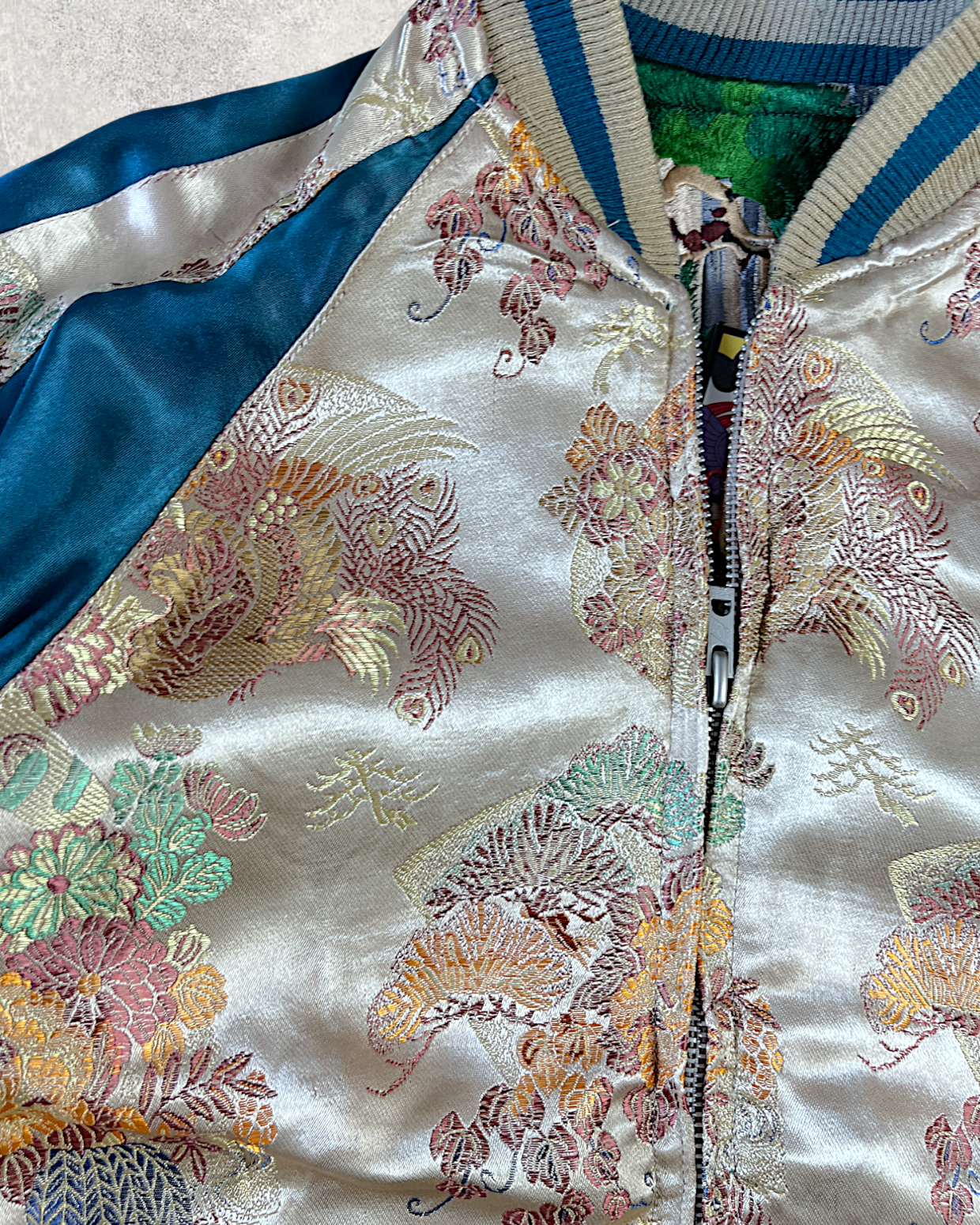 [S/ Reversible] Vintage Sukajan Jacket – Climbing Koi Embroidery | Unique Japanese Streetwear