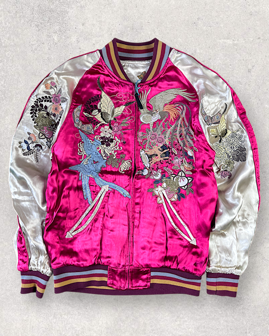 【M / Excellent Condition】Reversible Sukajan with Phoenix & Floral Embroidery｜Rare One-of-a-Kind Japanese Souvenir Jacket