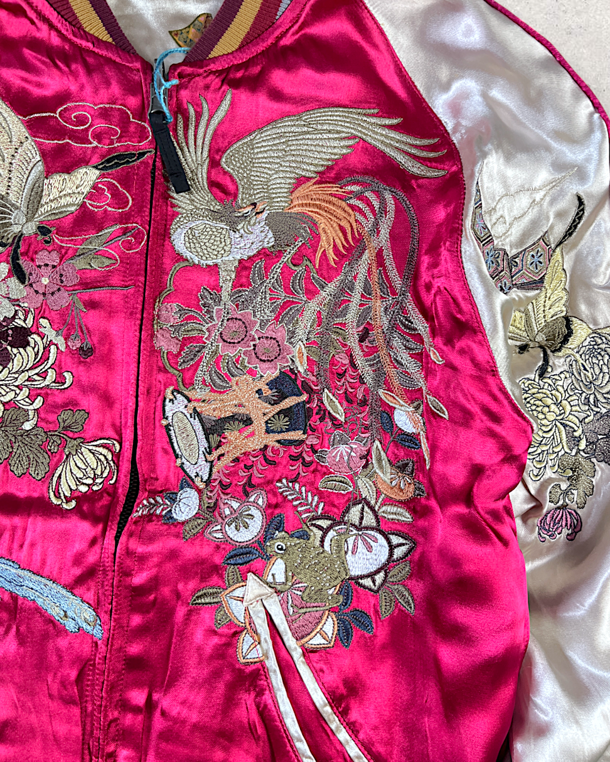 【M / Excellent Condition】Reversible Sukajan with Phoenix & Floral Embroidery｜Rare One-of-a-Kind Japanese Souvenir Jacket