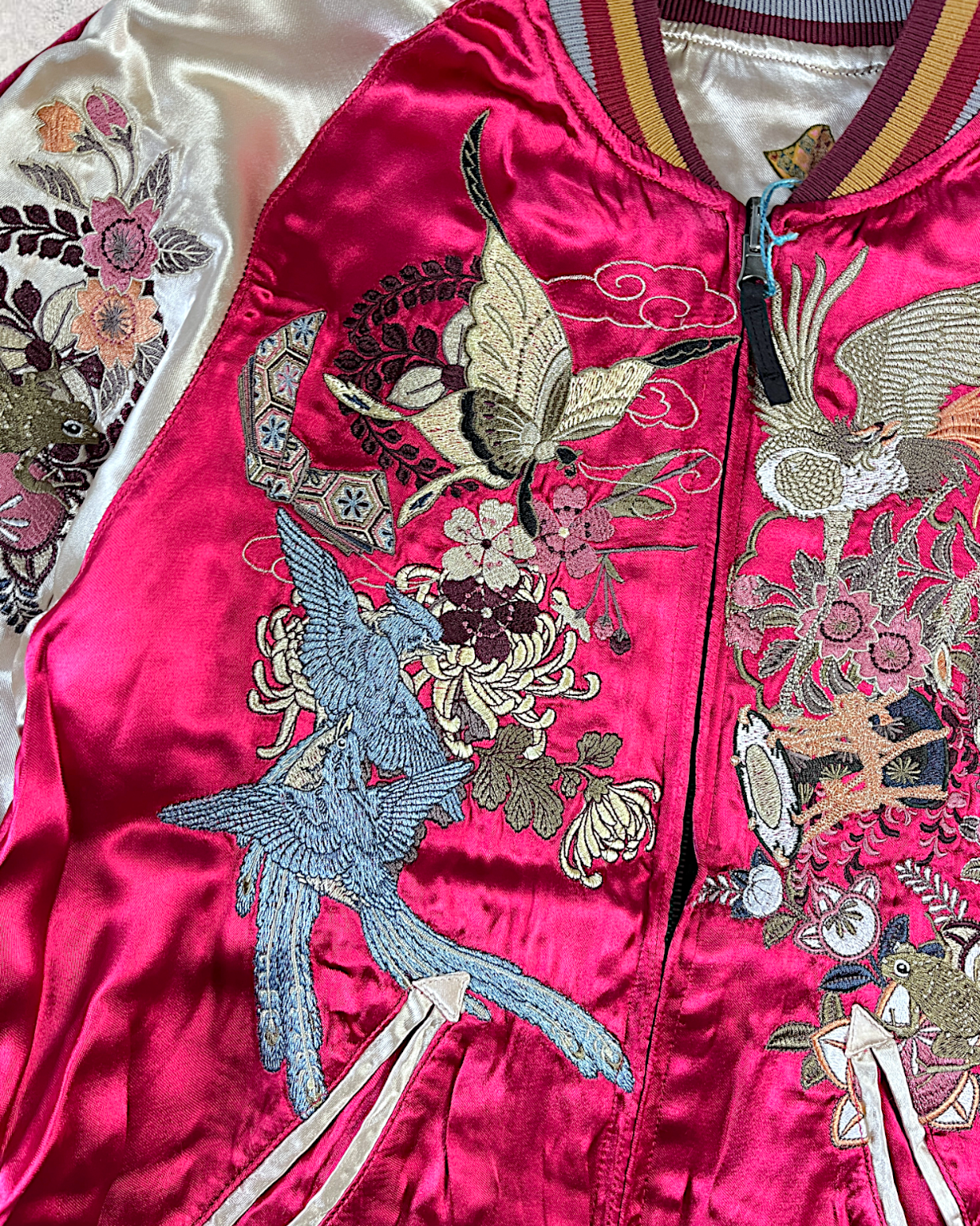 【M / Excellent Condition】Reversible Sukajan with Phoenix & Floral Embroidery｜Rare One-of-a-Kind Japanese Souvenir Jacket