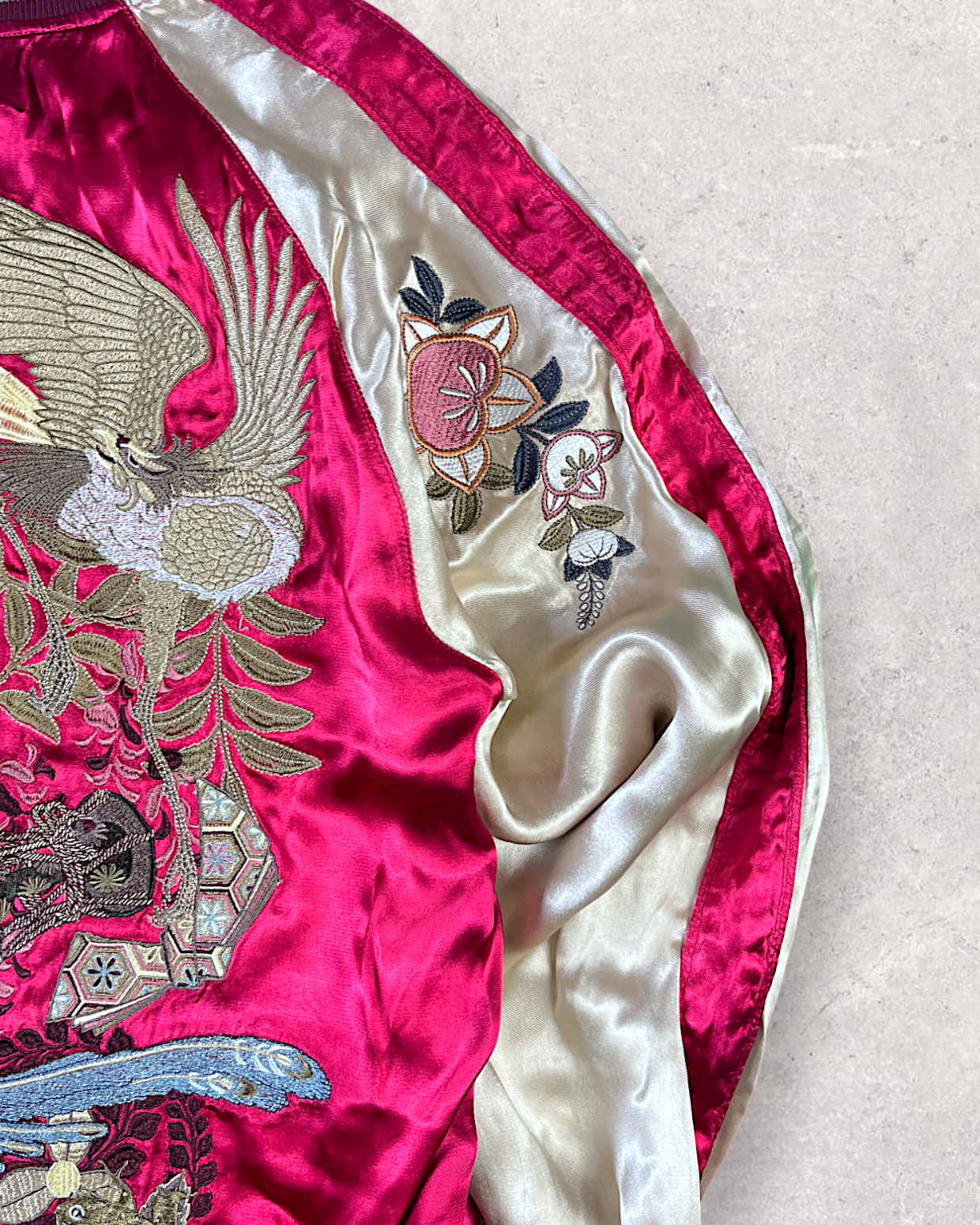 【M / Excellent Condition】Reversible Sukajan with Phoenix & Floral Embroidery｜Rare One-of-a-Kind Japanese Souvenir Jacket