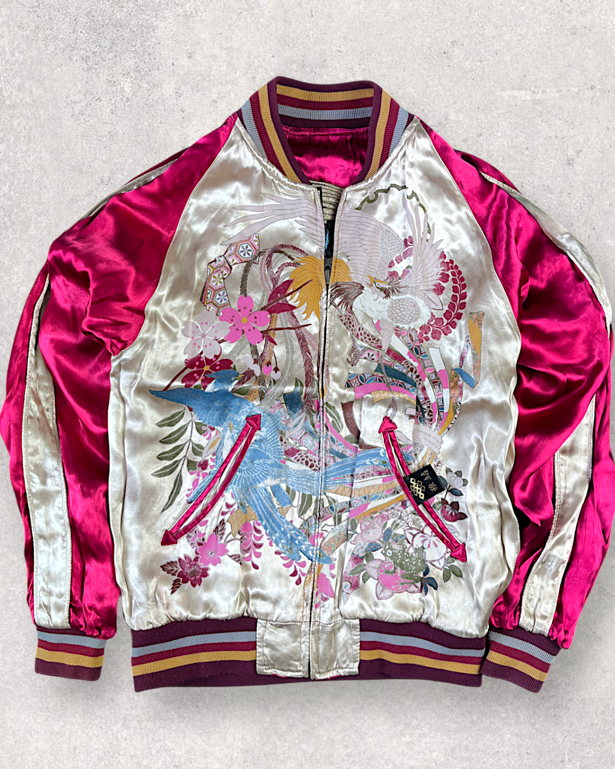 【M / Excellent Condition】Reversible Sukajan with Phoenix & Floral Embroidery｜Rare One-of-a-Kind Japanese Souvenir Jacket