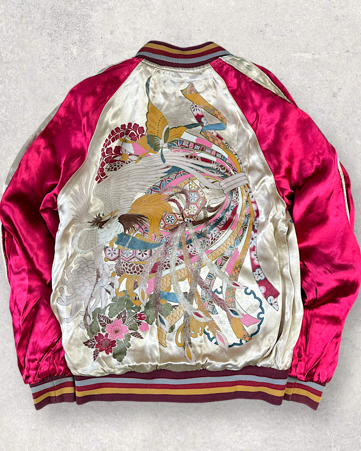 【M / Excellent Condition】Reversible Sukajan with Phoenix & Floral Embroidery｜Rare One-of-a-Kind Japanese Souvenir Jacket