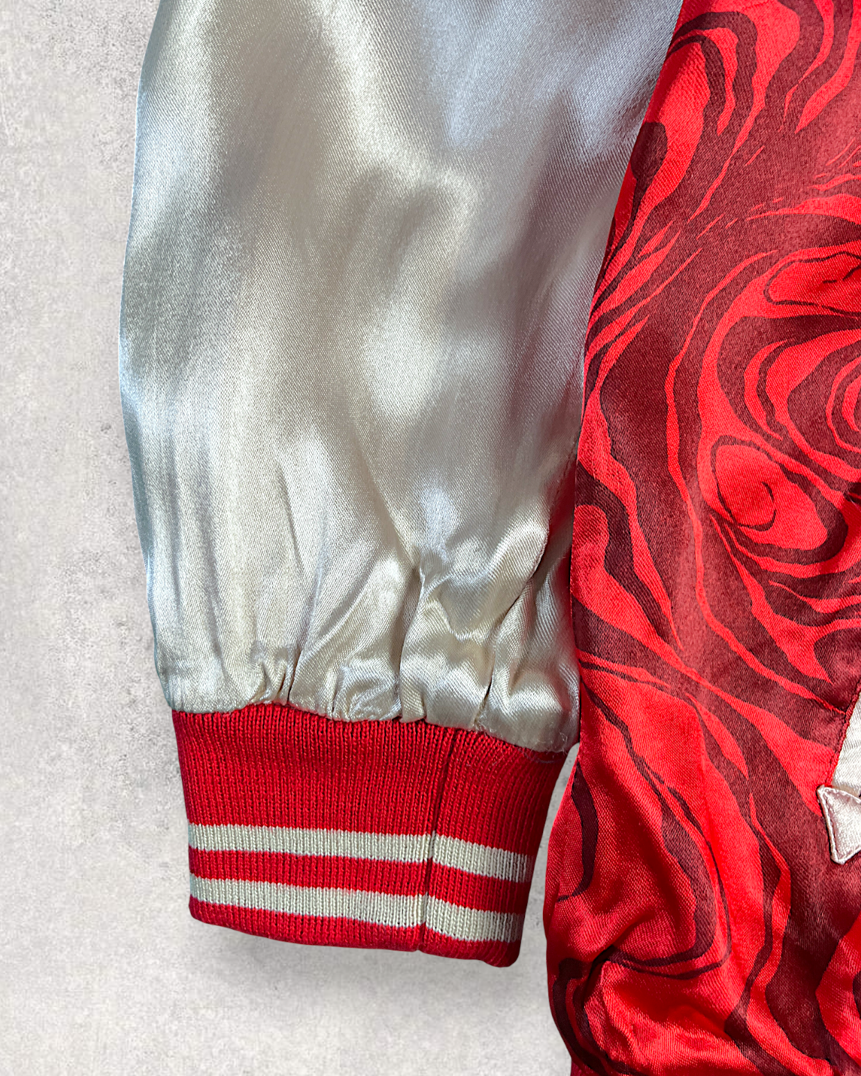 【L】Brand New Reversible Sukajan Jacket – Koi Sakura / Dragon Skull – Red Japanese Bomber