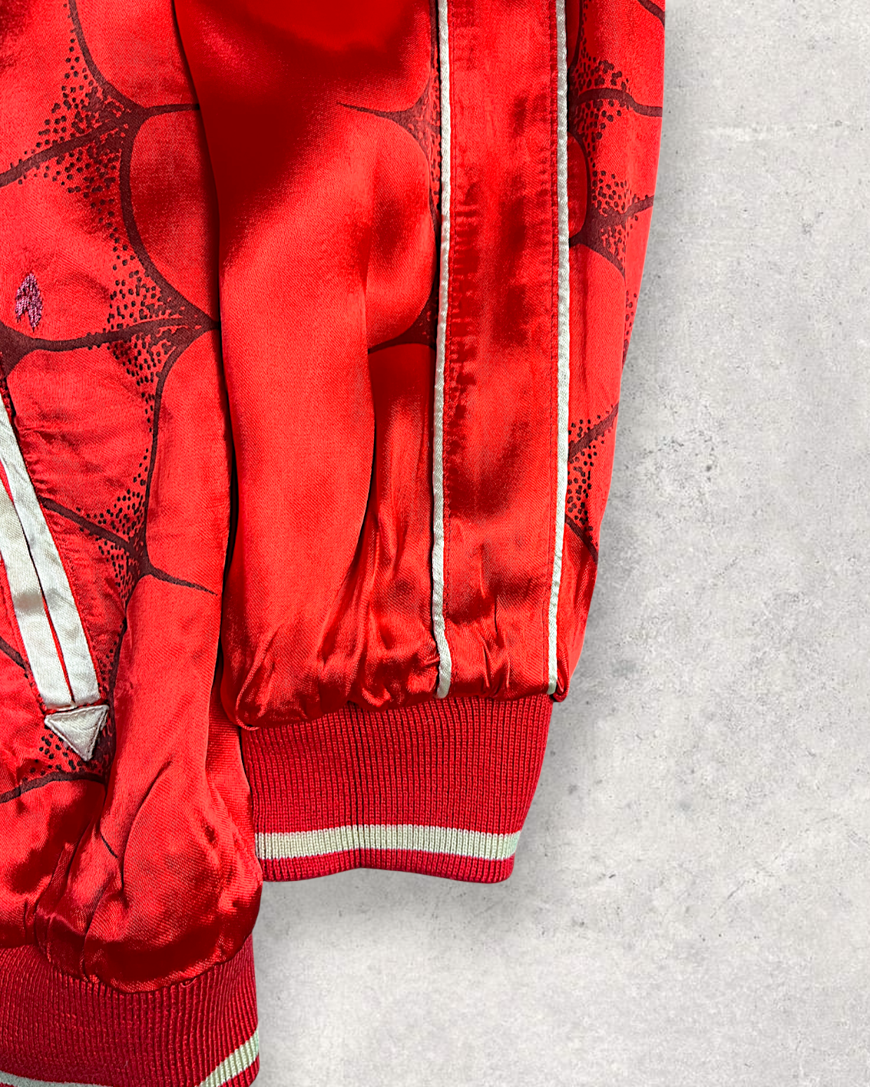 【L】Brand New Reversible Sukajan Jacket – Koi Sakura / Dragon Skull – Red Japanese Bomber