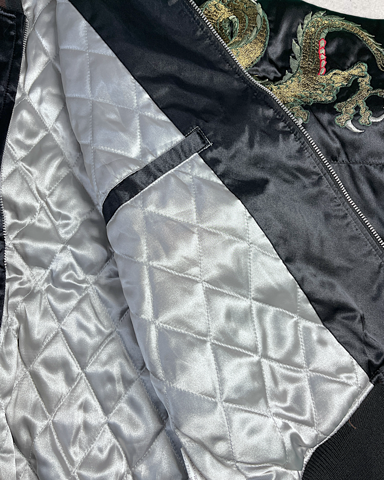 [FREE SIZE]【Authentic Embroidery】Hoshihime Twin Dragons & Clouds Souvenir Jacket Men's Black- Japanese Style